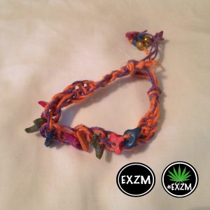 4EXZMHempBraceletSpiralBraidPurpOranwBeads9in1
