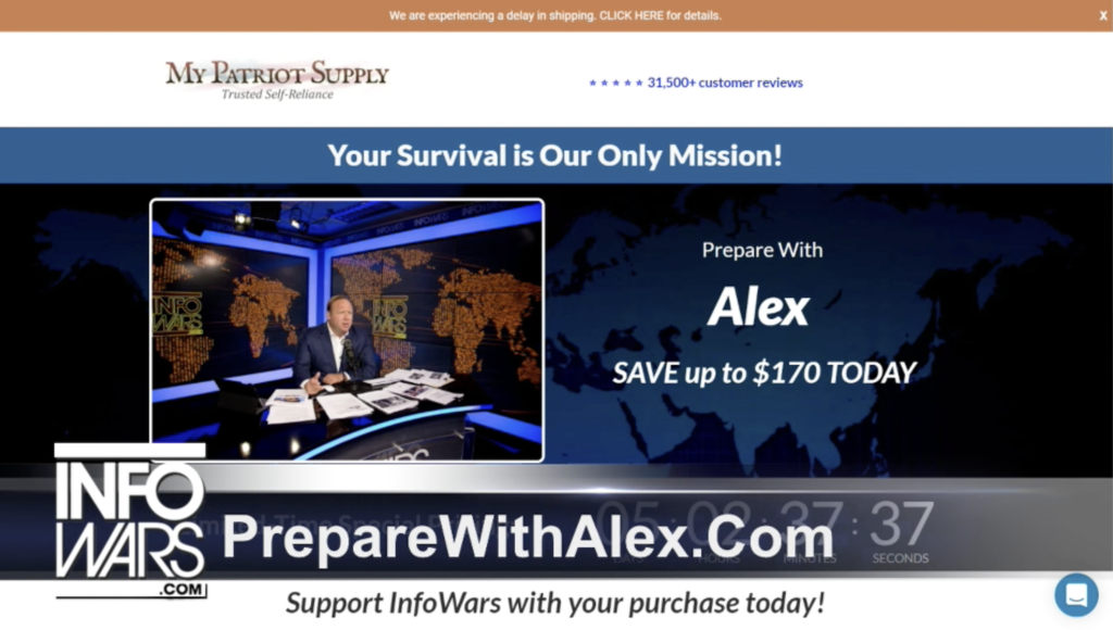 Alex Jones Infowars Studio My Patriot Supply Prepare With Alex EXZM September 16th 2020