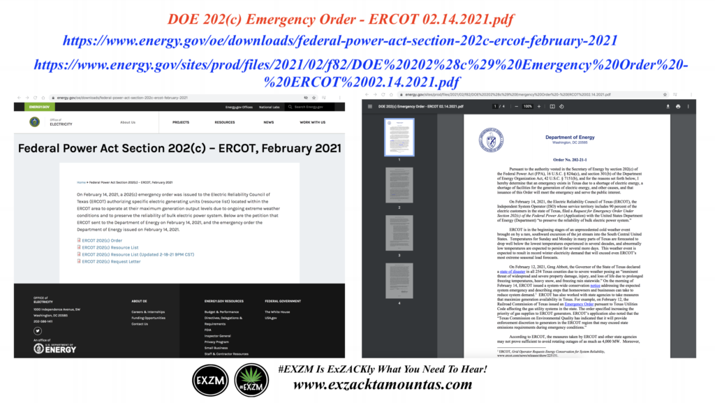 DOE 202 c Emergency Order ERCOT 02 14 2021 pdf Alex Jones Infowars EXZM Zack Mount February 19th 2021