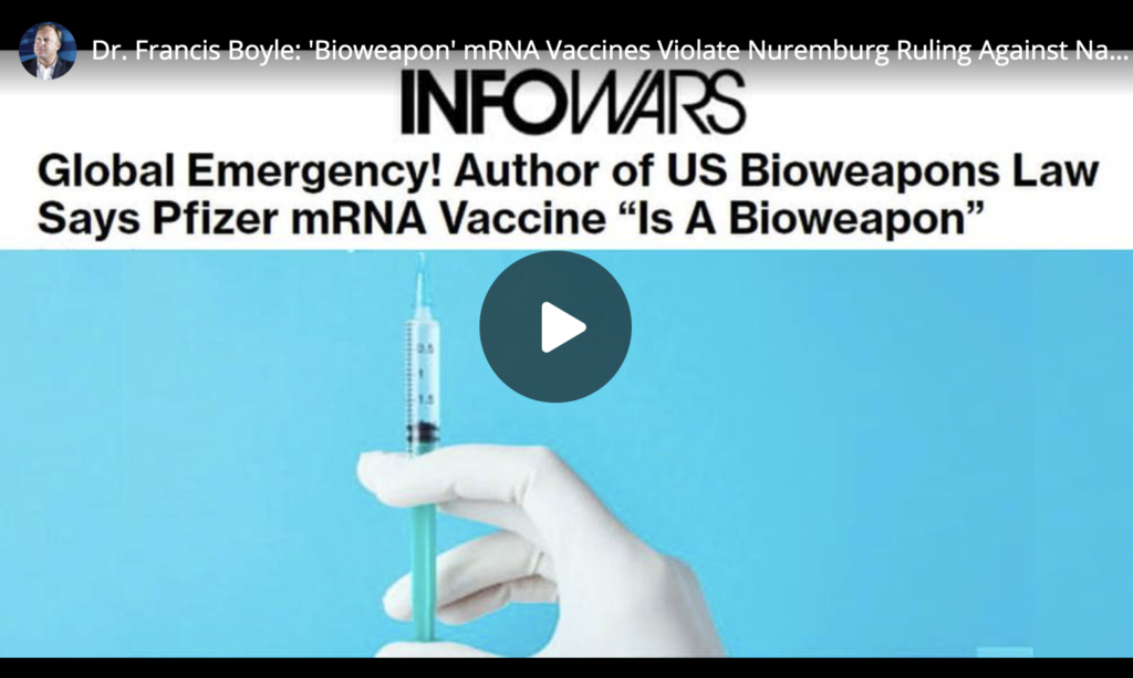 Dr Francis Boyle Bioweapon mRNA Vaccines Violate Nuremburg Ruling Against Nazi Cruelty EXZM Zack Mount December 8th 2020
