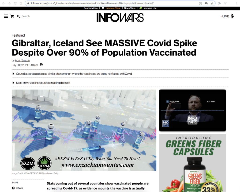 Gibraltar Iceland See MASSIVE Covid Spike Despite Over 90 percent of Population Vaccinated EXZM Zack Mount July 30th 2021
