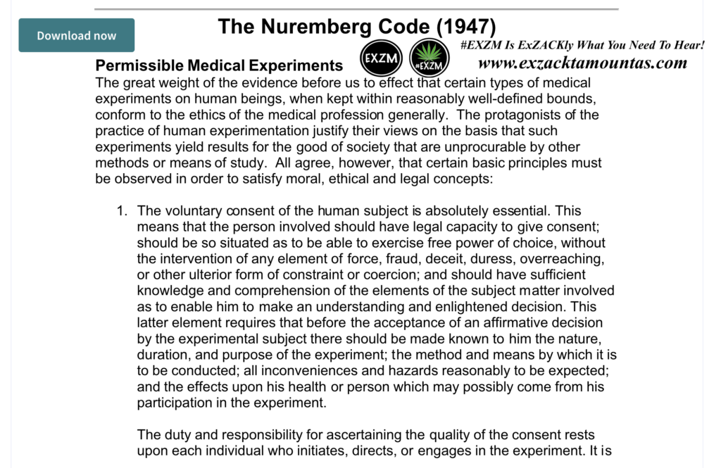 The Nuremberg Code 1947 EXZM Zack Mount December 5th 2020