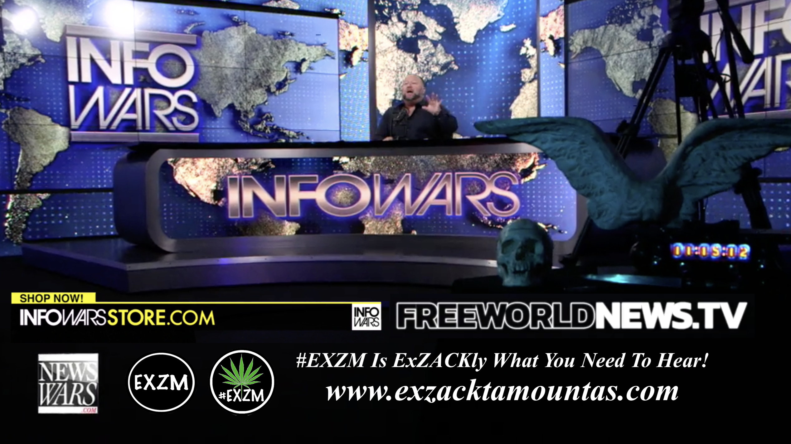 Alex Jones Live In Infowars Studio Free World News TV EXZM Zack Mount August 17th 2021 copy