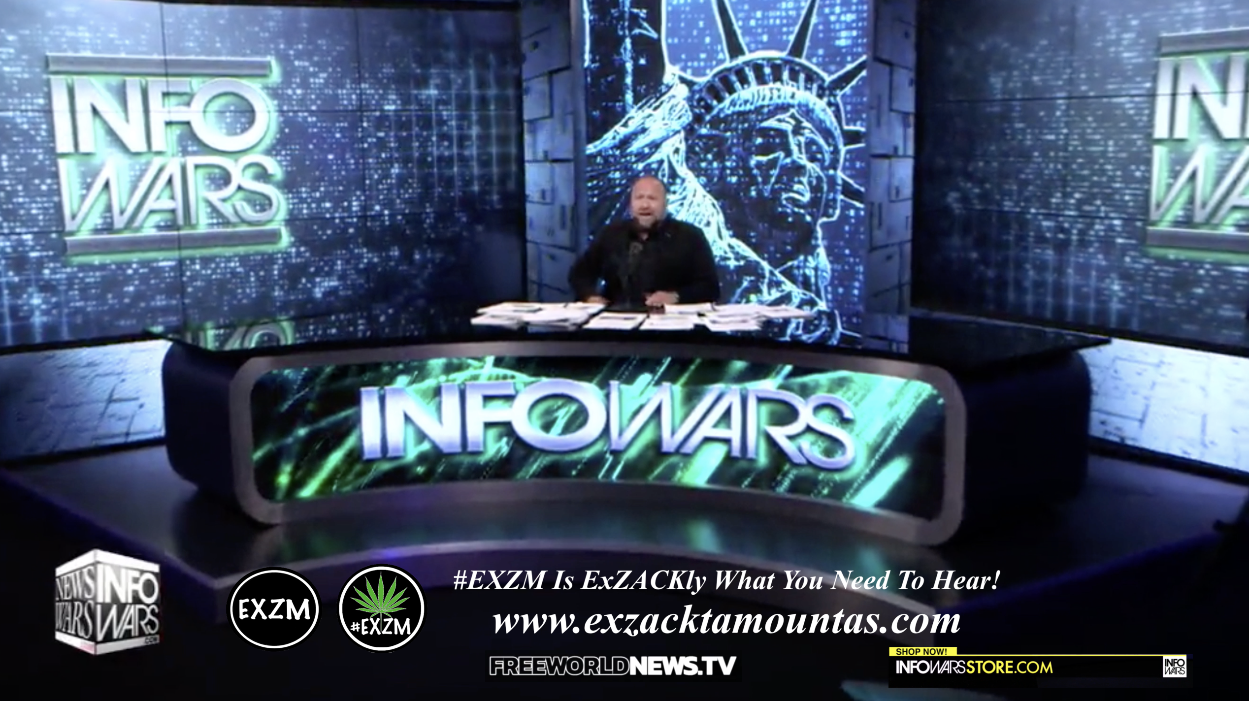 Alex Jones Live In Infowars Studio Free World News TV EXZM Zack Mount August 30th 2021 copy
