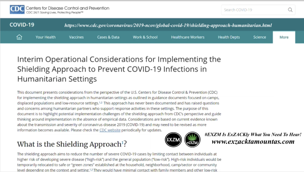 Interim Operational Considerations for Implementing the Shielding Approach to Prevent COVID19 Infections in Humanitarian Settings CDC July 26th 2020 EXZM Zack Mount August 10th 2021