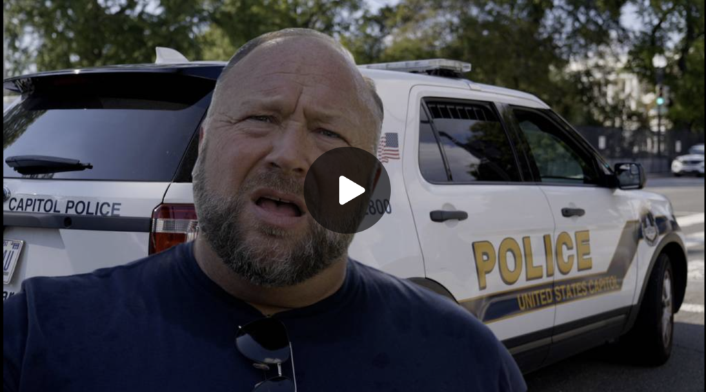 Exclusive Capital Police Harass Alex Jones For Covering Peaceful September 18 Demonstration EXZM Zack Mount September 19th 2021