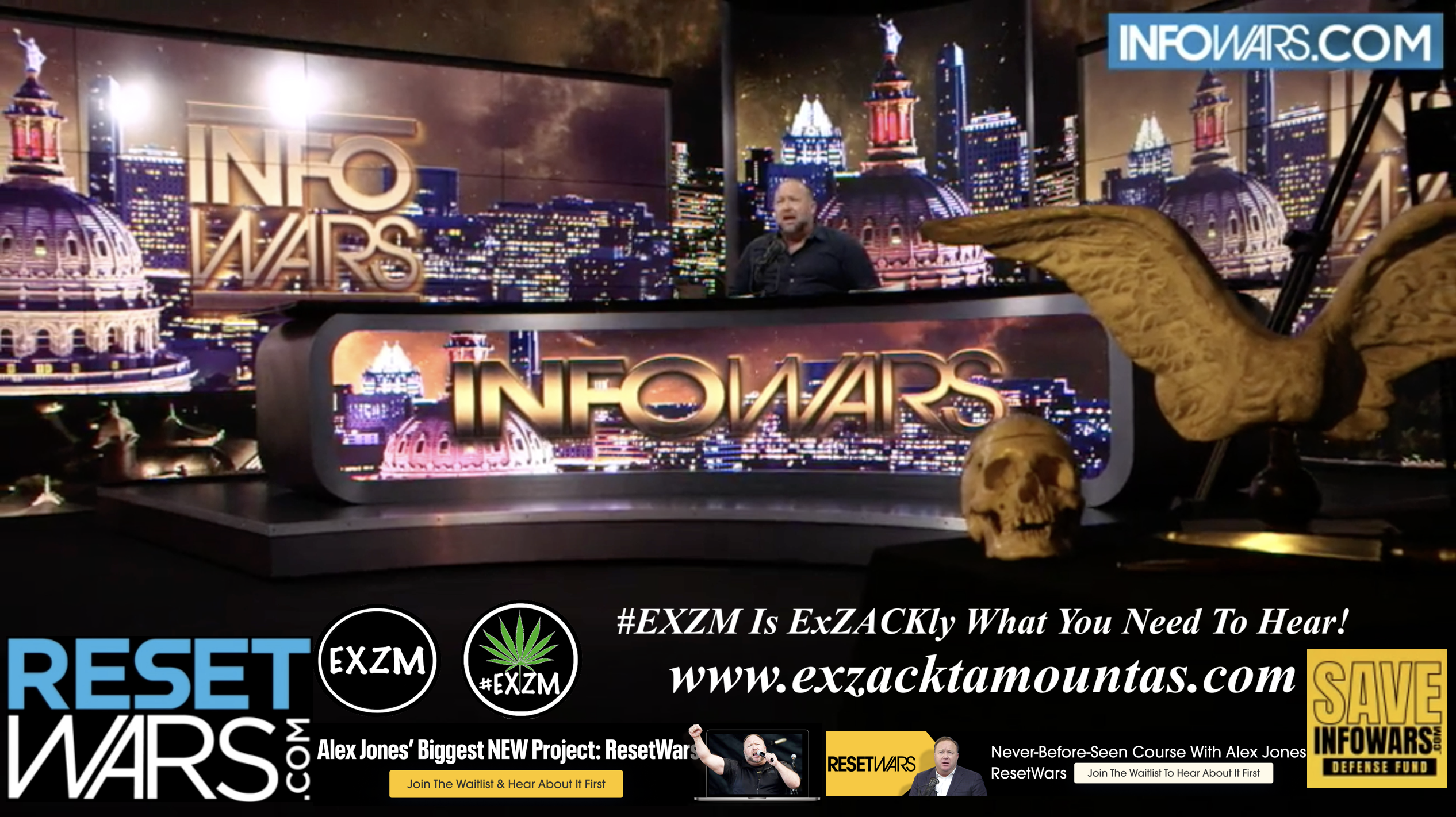Alex Jones Live In Infowars Studio Store Save Infowars ResetWars EXZM Zack Mount November 24th 2021 copy