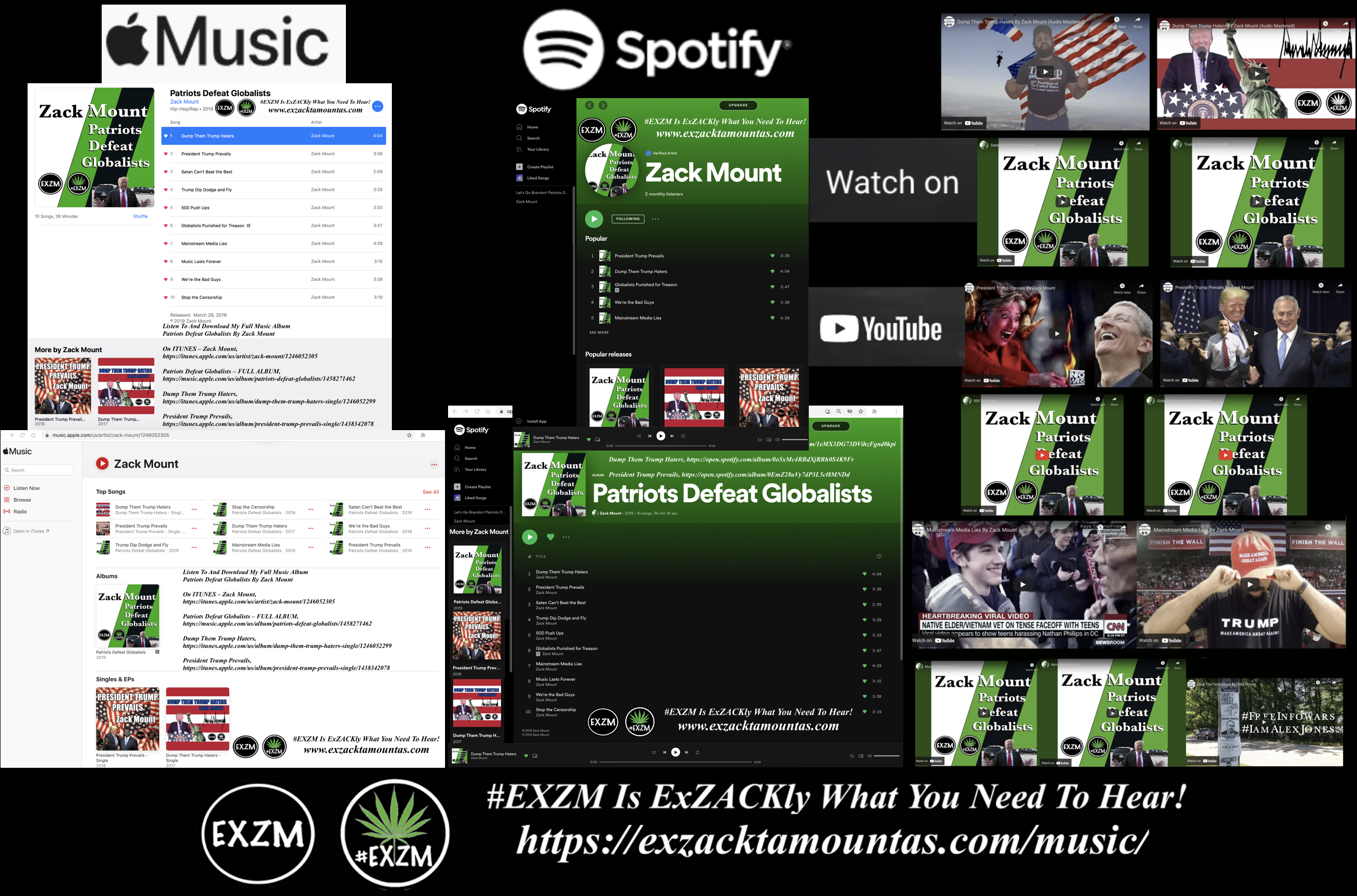 Listen To And Download My Full Music Album Patriots Defeat Globalists By Zack Mount On iTUNES SPOTIFY YOUTUBE EXZM November 14th 2021 2