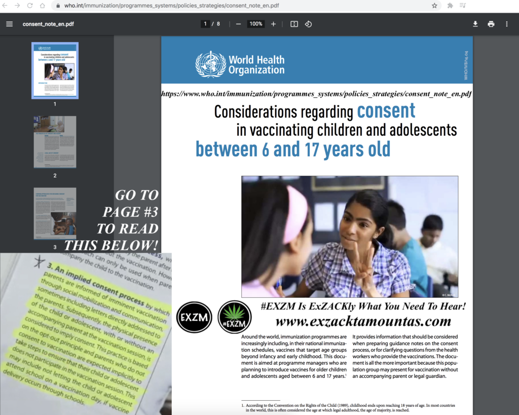 WHO Considerations Regarding Consent In Vaccinating Children And Adolescents Between 6 And 17 Years Old pdf EXZM Zack Mount November 4th 2021