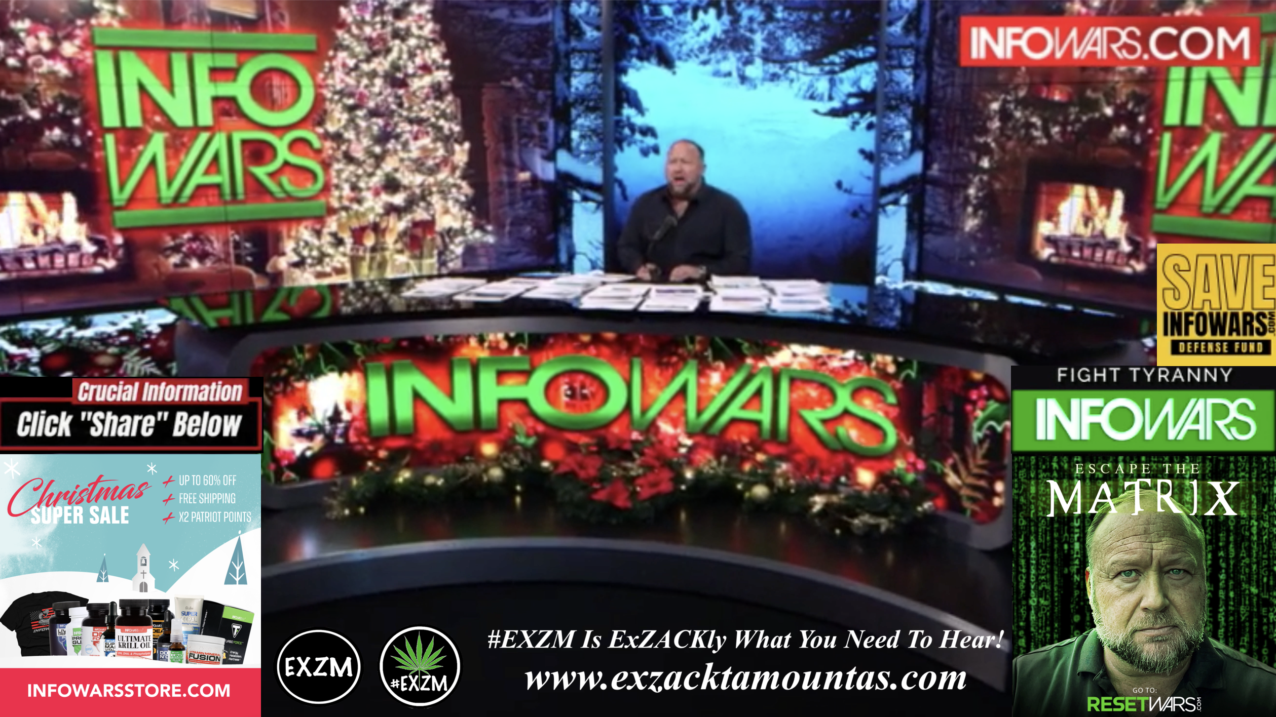 Alex Jones Live In Infowars Studio 1776 Coin Save Infowars ResetWars EXZM Zack Mount December 19th 2021 copy 2