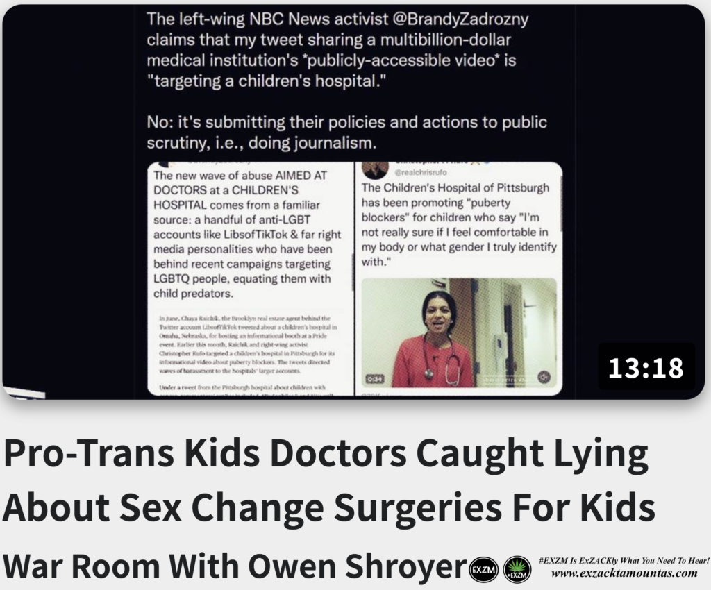 ProTrans Kids Doctors Caught Lying About Sex Change Surgeries For Kids Alex Jones Infowars EXZM exZACKtaMOUNTas Zack Mount August 18th 2022