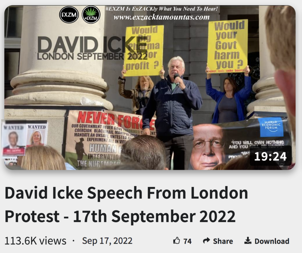 David Icke Speech From London Protest The Great Reset Book EXZM exZACKtaMOUNTas Zack Mount September 17th 2022