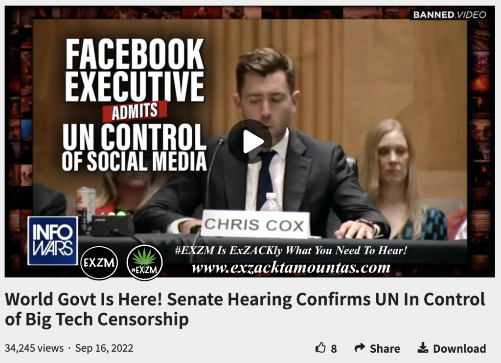 World Govt Senate Hearing Confirms UN United Nations In Control Big Tech Censorship Alex Jones Infowars EXZM exZACKtaMOUNTas Zack Mount September 16th 2022