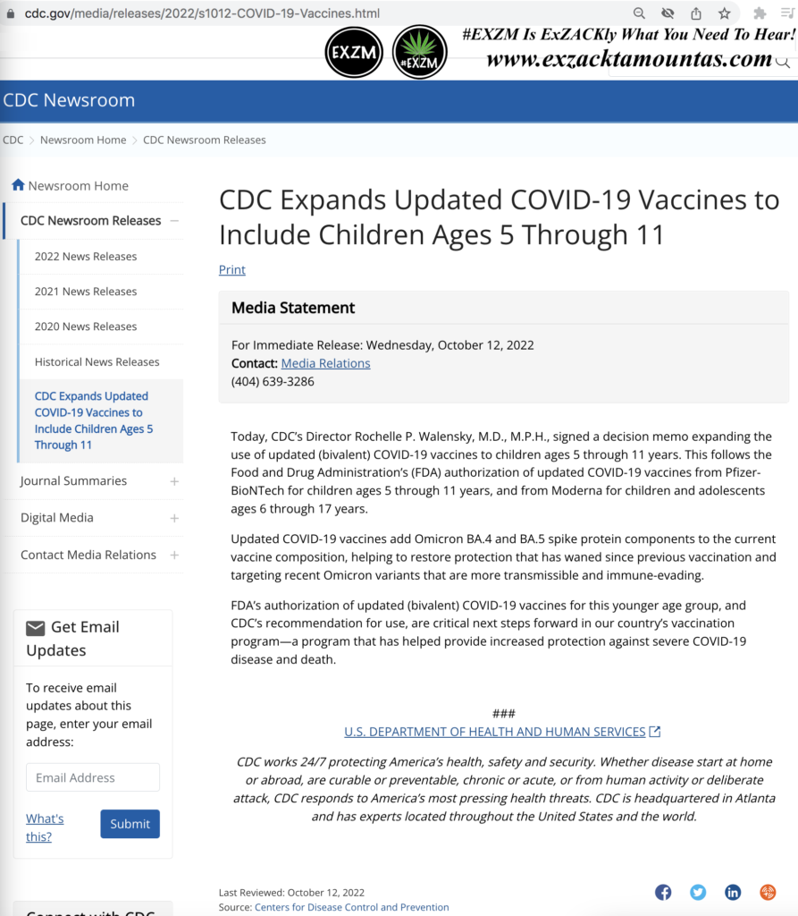 CDC Expands Updated COVID19 Vaccines to Include Children Ages 5 Through 11 Alex Jones The Great Reset Book Save Infowars EXZM exZACKtaMOUNTas Zack Mount October 18th 2022