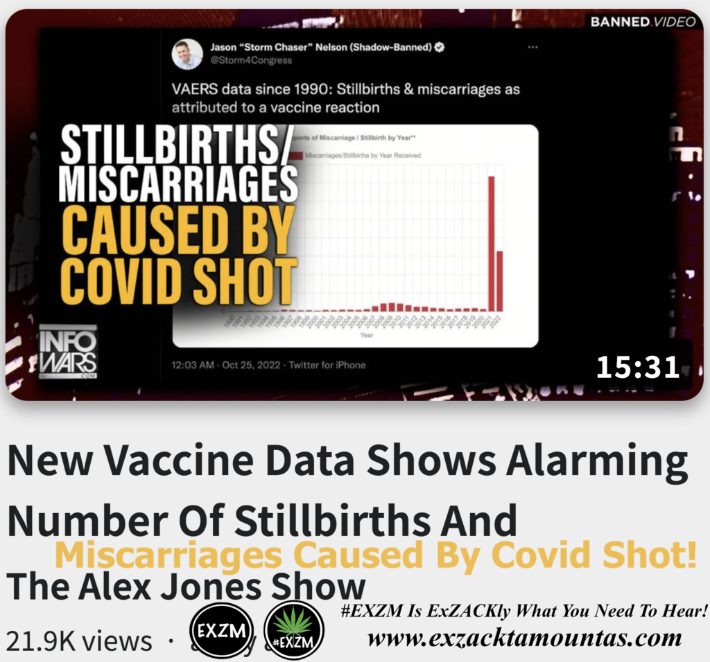 New Vaccine Data Alarming Number Stillbirths Miscarriages Caused By Covid Shot Alex Jones Infowars EXZM exZACKtaMOUNTas Zack Mount October 27th 2022