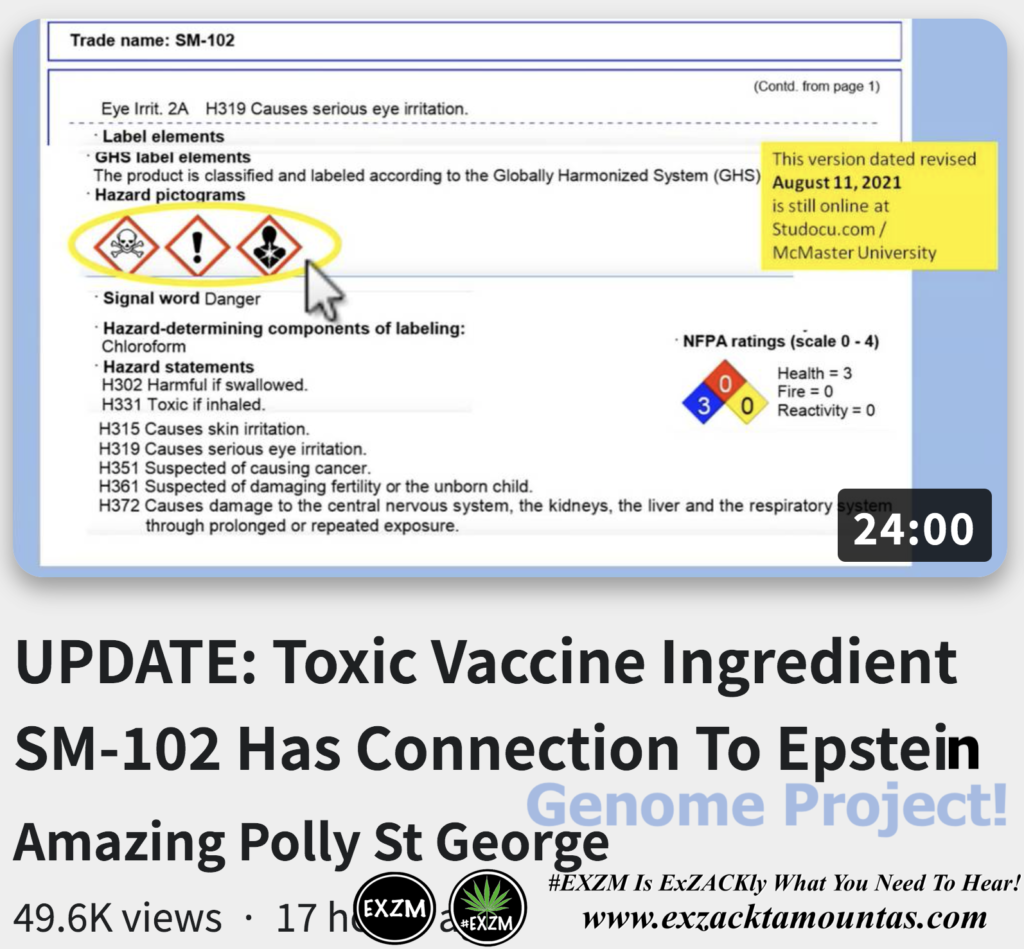 Toxic Vaccine Ingredient SM-102 Has Connection To Epstein Genome Project Alex Jones Infowars The Great Reset EXZM exZACKtaMOUNTas Zack Mount November 14th 2022